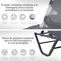 Outsunny Tumbona de Jardín de Aluminio con Respaldo Ajustable en 5 Posiciones Texteline para Terraza Patio Playa Piscina Exterior 163x58,5x91 cm Gris(m-5)