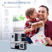 HOMCOM Cocina de Juguete Cocinita Infantil Madera Grande Juego de Imitación para Niños +3 Años con Accesorios Horno Microondas Fregadero 105x31.5x95cm(m-7)