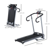 HOMCOM Cinta de Correr Plegable Cinta de Andar Eléctrica Velocidad de 1-10km/h con Pantalla LCD 125x61x118 cm Negro y Gris(m-3)