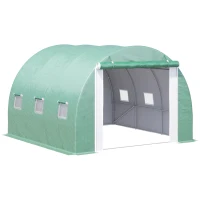 Outsunny Sera Tunel cu Usa si 6 Ferestre, Cadru in otel si Acoperire PE, Verde 300x300x200cm(m-1)