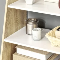 HOMCOM Mobile da Salotto con Scaffale Aperto a 2 Livelli e Armadietto a 2 Ante, in Truciolato e Legno di Pino, 58x30x93 cm(m-8)