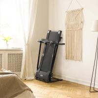 HOMCOM Tapis Roulant Elettrico con Schermo LCD Pieghevole per Allenamento a Casa o in Ufficio, 0.75 HP, Velocità 10km/h, Nero(m-10)