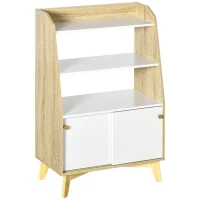 HOMCOM Mobile da Salotto con Scaffale Aperto a 2 Livelli e Armadietto a 2 Ante, in Truciolato e Legno di Pino, 58x30x93 cm(m-10)