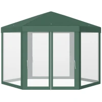 Outsunny Carpa Hexagonal con Mosquiteras con Cremallera para Jardín y Terraza Gazebo tipo Cenador 197 cm cada Lado Verde(m-10)