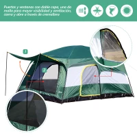 Outsunny Tienda de Campaña Familiar 5-6 Personas Carpa Grande Acampada Tipo Refugio con Bolsa de transporte 4,3x3x2 m Verde(m-7)