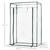 Outsunny sera dreptunghiulara compacta, PVC, 100x50x150cm(m-3)