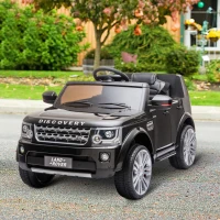 HOMCOM Coche Eléctrico para Niños de +3 Años Landrover con Licencia Control Remoto Batería 12V y 2 Motores Velocidad de 3-5 km/h 102,5x69x55,4 cm Negro(m-10)