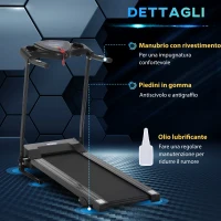HOMCOM Tapis Roulant Elettrico con Schermo LCD Pieghevole per Allenamento a Casa o in Ufficio, 0.75 HP, Velocità 10km/h, Nero(m-5)