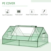 Outsunny Sera de Gradina din Otel si PE, Usi Rulou cu Balamale si Ferestre, 180x140x80cm(m-4)