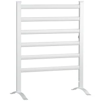 HOMCOM Toalheiro Elétrico para Casa de Banho 140W IPX4 Aquecedor de Toalhas Parede ou Chão com 6 Barras 90x36x69cm Prata(m-1)