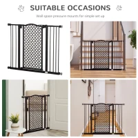 PawHut 74-105cm Pet Safety Gate Stair Barrier, with Auto Close, Double Locking - Black(m-8)