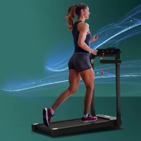 HOMCOM Cinta de Correr Plegable Cinta para Correr Velocidad hasta 10 km/h con 4 Pantallas LED 12 Programas 64x125x119 cm Negro(m-2)