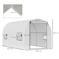 Outsunny Sera Tunel pentru Gradina 2 Usi, 4 Ferestre, Otel si Folie din PE(m-3)