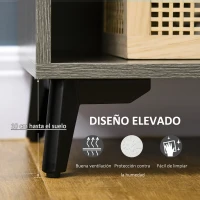 HOMCOM Aparador de Salón Mueble Estrecho con 2 Puertas y Estante de Almacenaje para Entrada Pasillo 76x34x76,5 cm Gris(m-6)