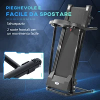 HOMCOM Tapis Roulant Elettrico con Schermo LCD Pieghevole per Allenamento a Casa o in Ufficio, 0.75 HP, Velocità 10km/h, Nero(m-4)