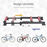 HOMCOM Rullo per Bicicletta Allenamento Fitness da Casa, Portatile Lunghezza Regolabile per Bici Ruote da 26"、28"、29"、700C, 54 × 14.5 × 93-145cm(m-6)