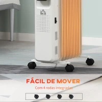 HOMCOM Aquecedor a Óleo 1830/2180W com 3 Modos de Aquecimento Tela LED Controle Tátil Termostato Temporizador 24H e Rodas Baixo Consumo para 20m² 42,5x24x63cm Branco(m-8)