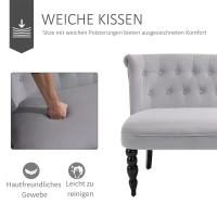 HOMCOM tweezitsbank stoffen bank gestoffeerd zitmeubel loveseat vintage hout grijs(m-5)