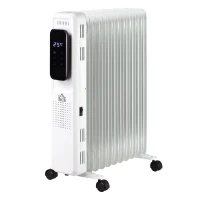 HOMCOM Aquecedor a Óleo 2290/2720W com 3 Modos de Aquecimento Tela LED Controle Tátil Termostato Temporizador 24H e Rodas Baixo Consumo para 20m² 50,5x24x63cm Branco(m-11)