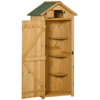 Outsunny sopron de Gradina din Lemn Impermeabil, 77x54.2x179 cm, Galben(m-12)