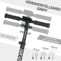 HOMCOM Scooter Tretroller klappbar Leichtbau Aluminium Schwarz 95,5 x 37 x 83-102cm(m-4)