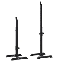 HOMCOM Set di 2 Rack Supporto per Bilanciere in Acciaio, Altezza Regolabile su 12 Livelli, 50x49x124-154cm, Nero(m-10)
