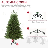 HOMCOM Unlit Artificial 1.5m Xmas Christmas Tree Easy Assembly with Foldable Base Stand for Indoor Outdoor Holiday Decoration Green(m-7)