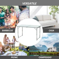 Outsunny Tavolo Da Campeggio Picnic Pieghevole Portatile 120 x 60 x 54/70 cm(m-7)