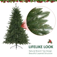 HOMCOM 6ft/180cm Christmas Tree 1492 PVC Tips Artificial Seasonal Festival Decoration Metal Flodable Base Green(m-4)