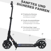 HOMCOM Scooter Tretroller klappbar Leichtbau Aluminium Schwarz 95,5 x 37 x 83-102cm(m-7)