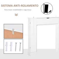 HOMCOM Estrutura para Lareira Decorativa com 3 Portas e Prateleiras Interiores Ajustáveis Estrutura de Lareira Moderna para Sala de Estar 107x18x100cm Branco(m-5)