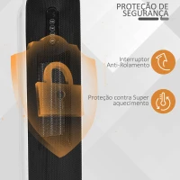 HOMCOM Aquecedor Cerâmico de Torre 1200W/2000W com Controle Remoto Termostato Temporizador de 24h e Sistema Anti-Rolamento para Sala de 20m² 21x21x63,5cm Branco e Preto(m-6)