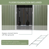 Outsunny Magazie de gradina 277 x 195 x 192cm cu usi glisante duble, 4 orificii de aerisire, din otel durabil, verde(m-7)