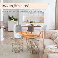 HOMCOM Aquecedor Cerâmico Portátil 2 Níveis de Potência 750W/1500W com Controle Remoto Temporizador de 12h 3 Modos de Aquecimento e Oscilação de 45° Silenciosa Ø15x28cm Branco(m-6)
