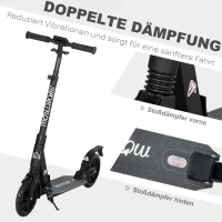 HOMCOM Scooter Tretroller klappbar Leichtbau Aluminium Schwarz 95,5 x 37 x 83-102cm(m-6)