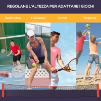 HOMCOM Rete Tennis e Badminton Portatile ad Altezza Regolabile con Borsa, Rossa e Nera(m-4)