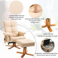 HOMCOM Massagestoel met voetenbank verwarmingsfunctie relaxstoel met 145° helling PU 3 kleuren(m-5)