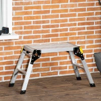 DURHAND Arbeitsplattform Arbeitsbühne, klappbar, rutschfest, mit Sicherheitsriegel, Aluminium+Stahl, 94 x 38,5 x 48cm(m-2)