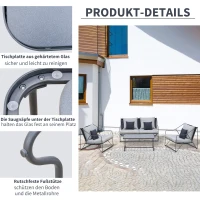 Outsunny 4-delige tuinset ligbank voor buiten zitgroep met salontafel kussens metaal(m-6)