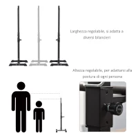 HOMCOM Set di 2 Rack Supporto per Bilanciere in Acciaio, Altezza Regolabile su 12 Livelli, 50x49x124-154cm, Nero(m-4)