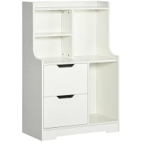 HOMCOM Mobile Dispensa in MDF con 2 Cassetti e Ripiani Aperti per Soggiorno, Ingresso e Cucina, 73x35x110 cm, Bianco(m-1)