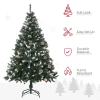 HOMCOM 5FT Artificial Christmas Tree with Pine Cones, Holiday Home Xmas Decoration Automatic Open, Green(m-4)