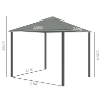 Outsunny paviljoen voor in de tuin met tweelaags dak donkergrijs 3 x 3 x 2.7m(m-3)