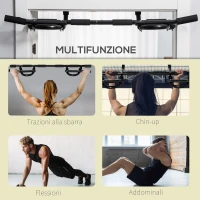 HOMCOM Barra per Trazioni da Porta con Impugnature Imbottite e Installazione Facile Senza Viti, Max 100kg(m-5)