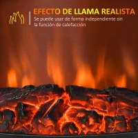 HOMCOM Lareira Elétrica Portátil 1000/2000W com Simulação de Chama Termostato Ajustável e Proteção de Superaquecimento para Salas de até 25m² 36,5x24x41,5cm Preto(m-4)