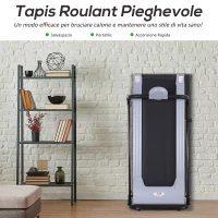 HOMCOM Tapis Roulant Elettrico Pieghevole Salvaspazio, Tapis roulant Professionale con Schermo LED 0.6HP 132 x 59 x 106cm Nero e Grigio(m-5)