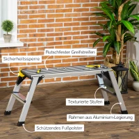 DURHAND Arbeitsplattform Arbeitsbühne, klappbar, rutschfest, mit Sicherheitsriegel, Aluminium, 127,5 x 45 x 49cm(m-4)
