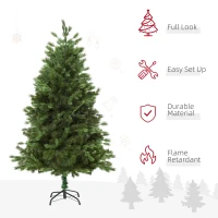 HOMCOM Unlit Artificial 1.5m Xmas Christmas Tree Easy Assembly with Foldable Base Stand for Indoor Outdoor Holiday Decoration Green(m-4)