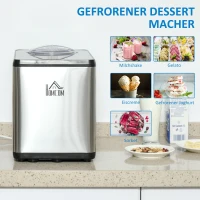 HOMCOM ijsmachine 1,5 L, zilver, zwart, 38,4 x 24 x 32 cm(m-4)