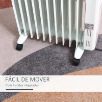 HOMCOM Aquecedor a Óleo 2290/2720W com 3 Modos de Aquecimento Tela LED Controle Tátil Termostato Temporizador 24H e Rodas Baixo Consumo para 20m² 50,5x24x63cm Branco(m-8)